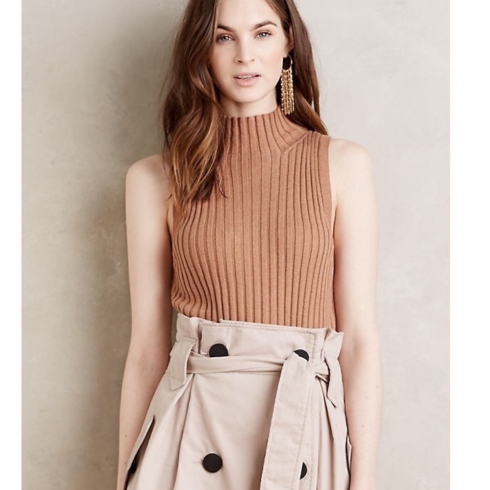 Anthropologie Moth Ribbed Turtleneck Tank NWT